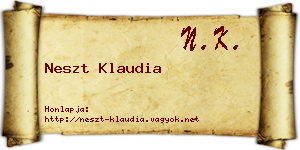 Neszt Klaudia névjegykártya